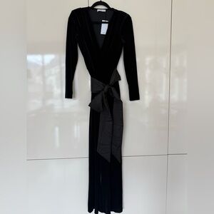 Mango Brand New Black Velvet Jumpsuit